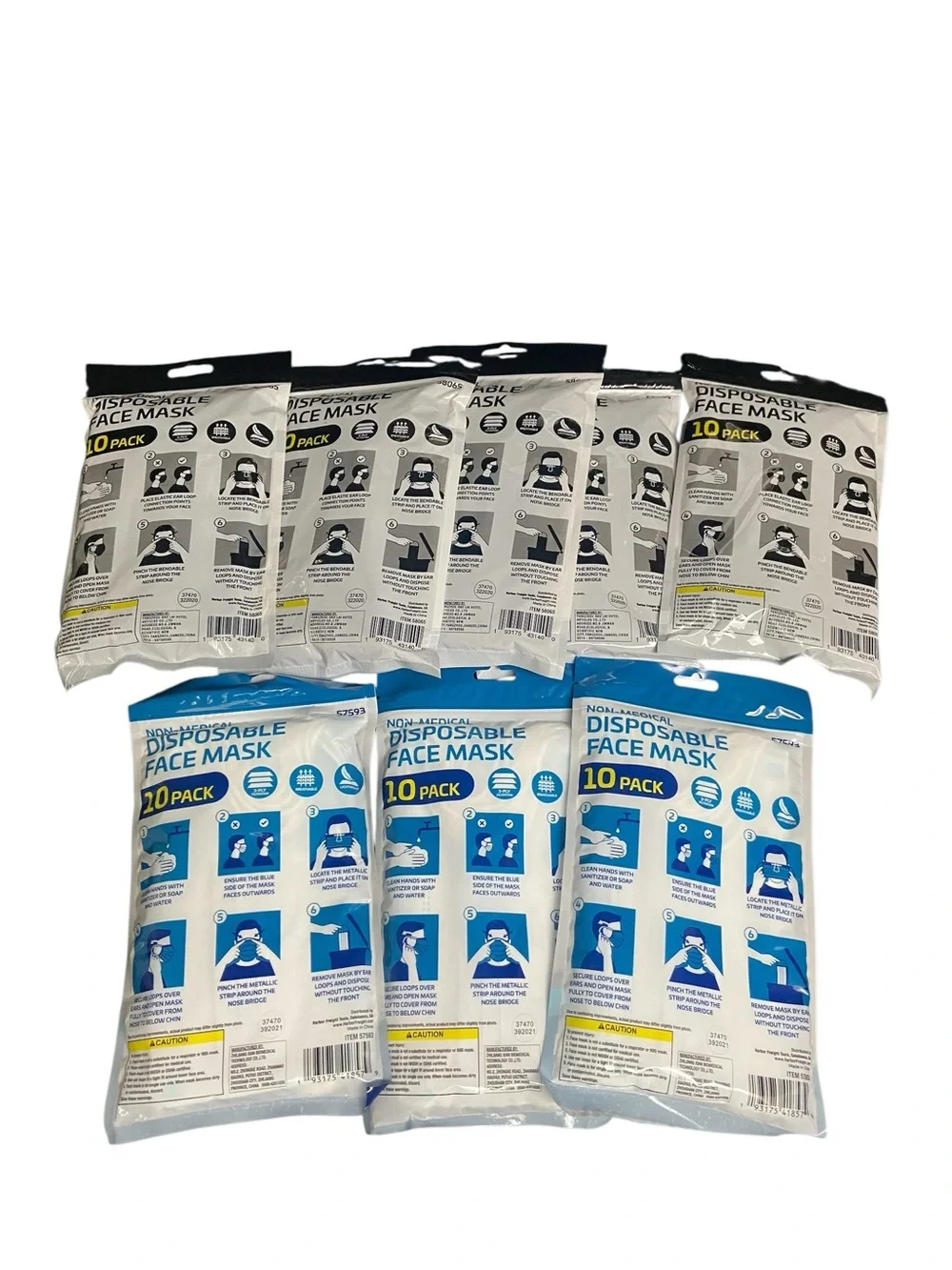 Disposable Face Masks 10-Pack - Black & Blue
